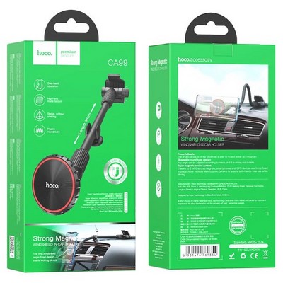 Автомобильный держатель Hoco CA99 City windshield magnetic in-car holder магнитный универсальный черный - фото 26887