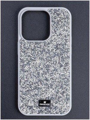 Чехол-накладка силиконовая со стразами SW Crystalline для iPhone 15 Pro Max (6.5") Серый - фото 40816