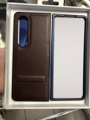 Чехол Puloka для Samsung Fold 4 кожа+пластик, коричневый - фото 41154