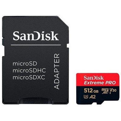 Карта памяти microSDXC SanDisk 512GB Class 10 UHS-I A2 C10 V30 U3 Extreme Pro - фото 46554
