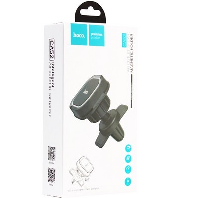 Автомобильный держатель Hoco CA52 Intelligent air outlet in-car holder магнитный универсальный в решетку черный - фото 6916