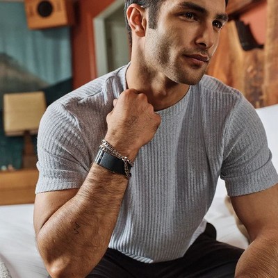 Кожаный люксовый ремешок Whoop LeatherLuxe Straight MG Black/Cream with Titanium - фото 51075