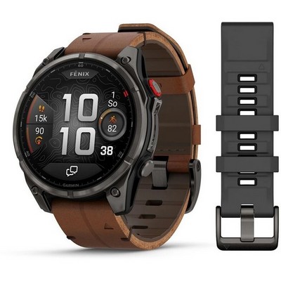 Умные часы Garmin Fenix 8 Pro 47mm Amoled Sapphire Titanium Carbon Grey Chestnut Leather 010-03198-40 - фото 55834