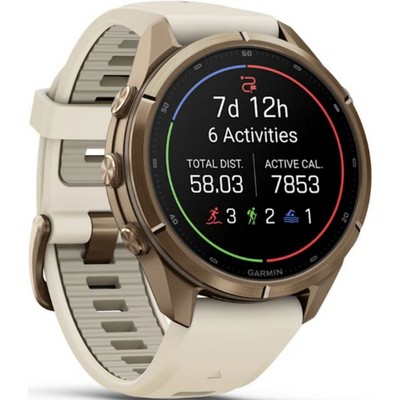Умные часы Garmin Fenix 9 Pro 43mm Amoled Sapphire Autumn Gold Titanium with Cream/French Gray Silicone Band (010-04335-26) - фото 61233