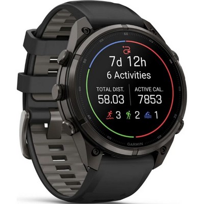 Умные часы Garmin Fenix 9 Pro 47mm Amoled Sapphire Carbon Gray DLC Titanium with Black/Pebble Gray Silicone (010-04336-16) - фото 61262