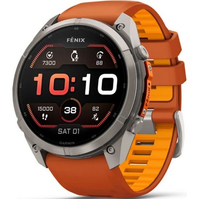 Умные часы Garmin Fenix 9 Pro 51mm Amoled Sapphire Titanium with Autumn Orange/Spark Orange Silicone Band (010-04337-06) - фото 61287