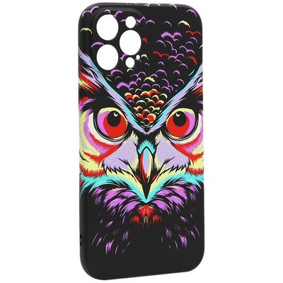 Чехол-накладка силикон MItriFON для iPhone 12 Pro Max (6.7") 0.8мм с флуоресцентным рисунком Сова Фиолетовая T9 - фото 10872