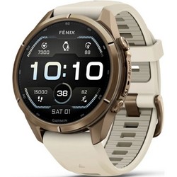 Умные часы Garmin Fenix 9 Pro 43mm Amoled Sapphire Autumn Gold Titanium with Cream/French Gray Silicone Band (010-04335-26)