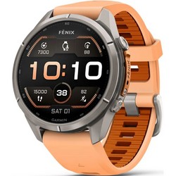Умные часы Garmin Fenix 9 Pro 43mm Amoled Sapphire Titanium with Shell Pink/Autumn Orange Silicone Band (010-04335-06)
